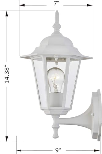 WISBEAM 2 Pack Outdoor Wall Light, White Wall Sconce for House Porch Lighting Fixture, E26 Base 60W Max, Metal Housing Plus Glass, Wet Location Rated, ETL Qualified, Bulbs not Included