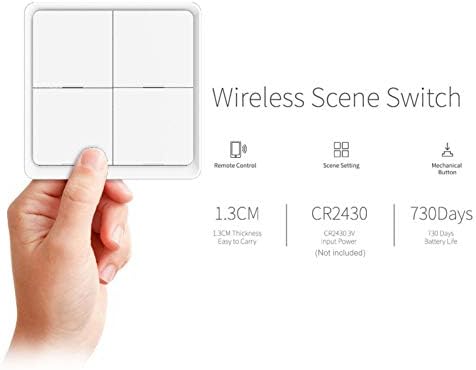 Tuya ZigBee Wireless Smart Scene Switch, 4 Gang 4 Key Panel for Home Automation, Compatible with Alexa, Home, Siri, and Smart Life App