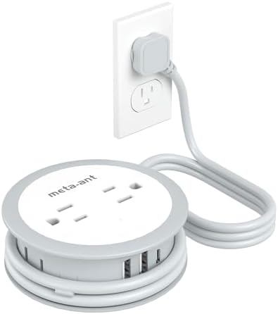 meta-ant Cruise Power Strip for Travel, 7 in 1 Extension Cord with 4 AC Outlets 2 USB-A and 1 USB-C Ports, 5 ft Flat Plug Wrapped Around Power Strip for Cruise Office, Hotel, Home