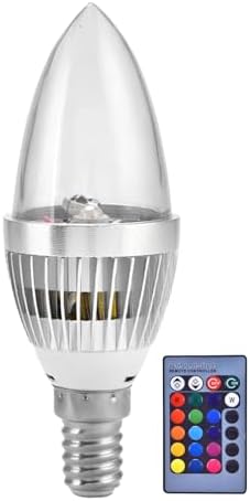 1Pc Candelabra LED Bulb lamp, E14 3W RGB LED Bulb Remote Control Color Changing Candle Light Bulb RGB Stage Disco Party Lamp for Home Bar Party KTV Mood Ambiance Lighting