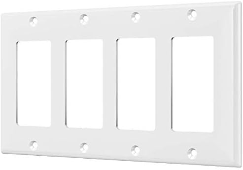 ENERLITES 4-Gang White Decorator Light Switch Outlet Wall Plate Cover