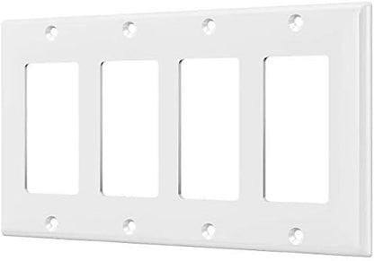 ENERLITES 4-Gang White Decorator Light Switch Outlet Wall Plate Cover