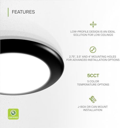 ASD 6 Pack Black LED Disk Lights 6 Inch, 5CCT Flush Mount Ceiling Light