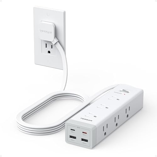 TESSAN Surge Protector Power Strip with 1050J Protection, 6 Ft, Grey