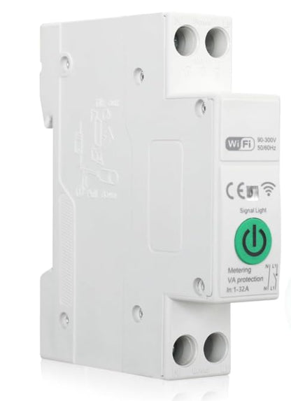 1-32A Smart WiFi Circuit Breaker, 90-300V Wide Voltage, DIN Rail Smart Life/Tuya APP Remote Control, Timer Functions, Overload & Short-Circuit Protection, Compatible for Alexa Google Home