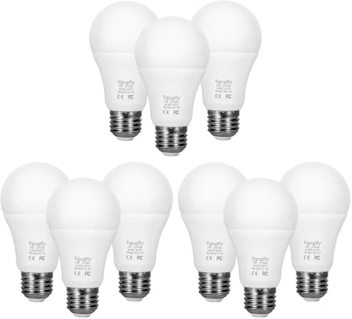 Vgogfly Dusk to Dawn Light Bulb Sensor Smart LED Outdoor Lighting Bulbs Lamp 7W E26/E27 Automatic On/Off, Indoor/Outdoor Yard Porch Patio Garden (Warm White, 9 Pack)