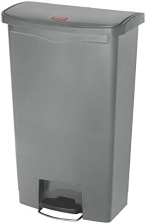 Rubbermaid Commercial Products-1883604 Streamline Slim Step-On Plastic Trash Garbage Can, 18 Gallon, Gray