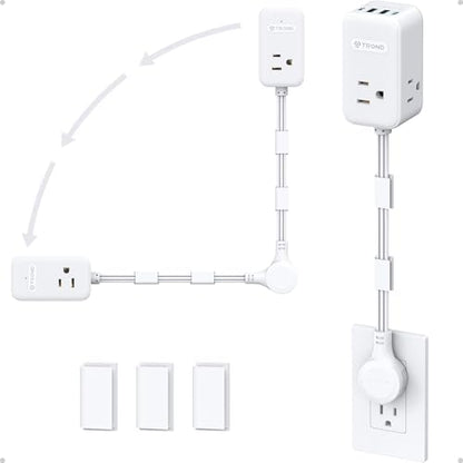 TROND Electrical Outlet Extender 360° Rotating Plug with 20W USB C, 18in