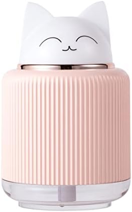 Mini Humidifier-Cute Cat Mist Humidifier for Kids Bedroom, Small Ultrasonic humidifier for Home Car Office with USB 2 LED Colors, Waterless Auto Shutoff, Quiet 300ml (Pink)