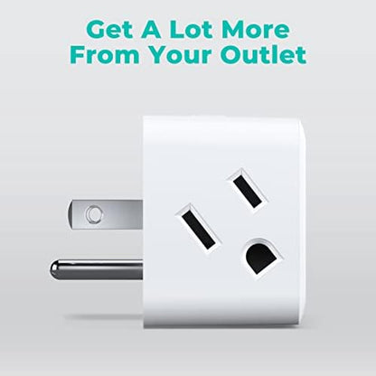 KMC Smart Plug 4-Pack, Side 3-Outlet Extender, Compatible with Google & Alexa, No Hub Required, WiFi Plugs