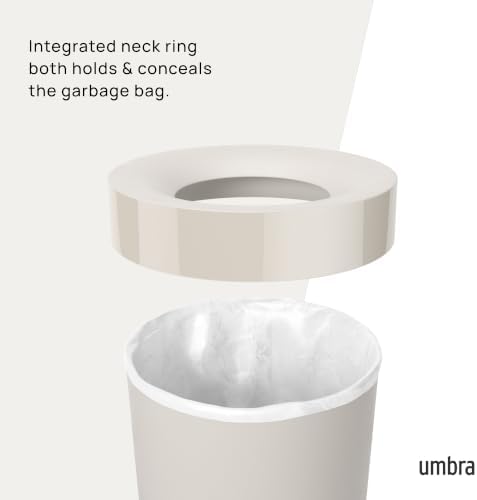 Umbra Vento Kitchen Trash Can, Open Top 16.5 Gallon Garbage Can, Sand