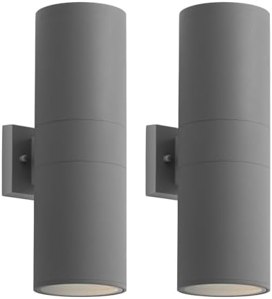 mirrea 18" Modern Outdoor Porch Light in 2 Lights, Matte Gray, 2 Pack