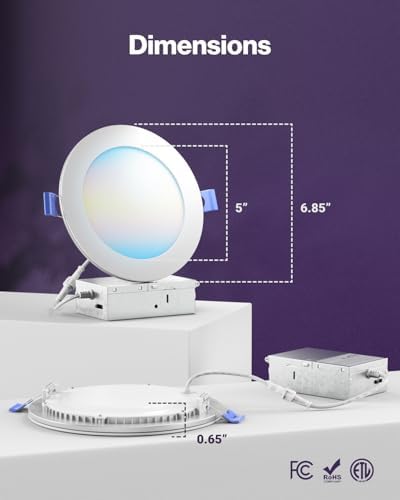 Sunco 24 Pack 6 Inch Canless LED Ultra-Slim Recessed Light, 14W-100W