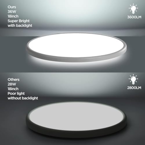 TALOYA 2 Pack 18" Dimmable Flush Mount Ceiling Light Fixture,5CCT,White