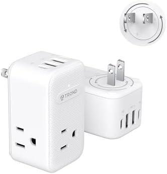 TROND 2 to 3 Prong Outlet Adapter 2 Pack, 3 AC Power Splitter with USB C