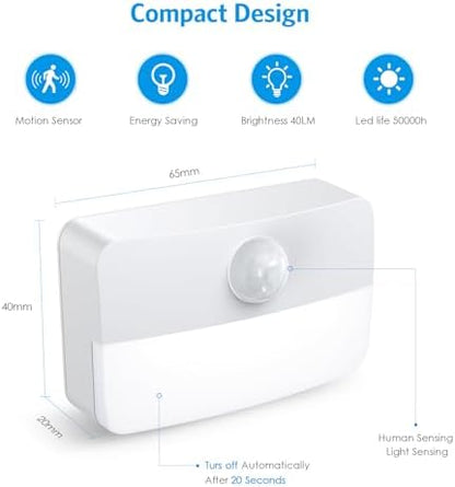 AMIR 6 Pack Mini Motion Sensor Stair Light for Indoor, Battery-Powered LED Night Light, 40 Lumen 6500K, Cordless Closet Lights, Safe Lights for Stairs, Hallway, Bathroom, Kitchen, Cabinet
