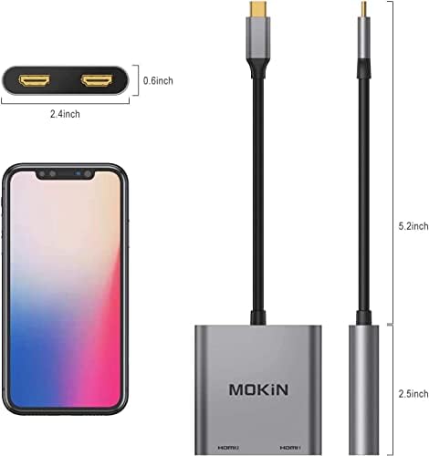 USB C Docking Station USB Type C to Dual Monitor HDMI Adapter 4K@60HZ for MacBook Pro 2020-2016,MacBook Air 2020-2018,Chromebook Pixel,LenovoYoga 720/730,Surface Book 2 etc