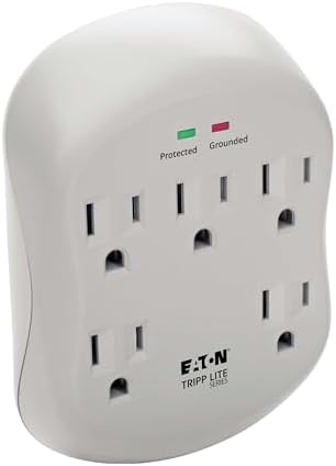Eaton Tripp Lite SK5TEL-0 Multi-Plug Wall Outlet Extender Surge Protector Plug, 5 Outlets, 1080 Joules, Diagnostic LEDs, Phone (RJ11) Protection, Lifetime Manufacturer's Warranty & $15,000 Insurance