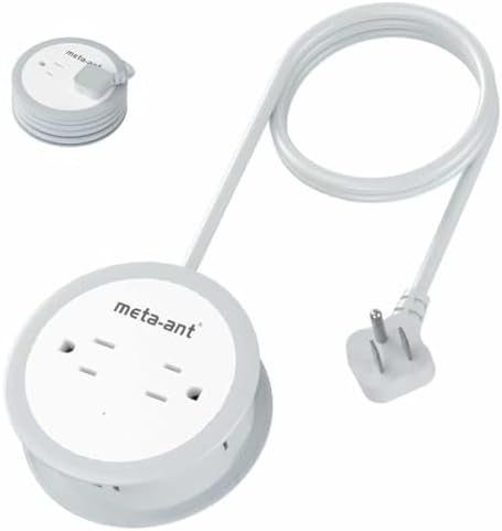 meta-ant Cruise Power Strip for Travel, 7 in 1 Extension Cord with 4 AC Outlets 2 USB-A and 1 USB-C Ports, 5 ft Flat Plug Wrapped Around Power Strip for Cruise Office, Hotel, Home