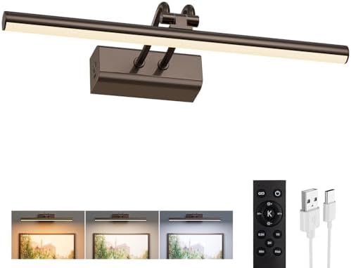 Picture Lights for Wall, 13.8in, Brown, 4000mAh, Rechargeable, RF Remote