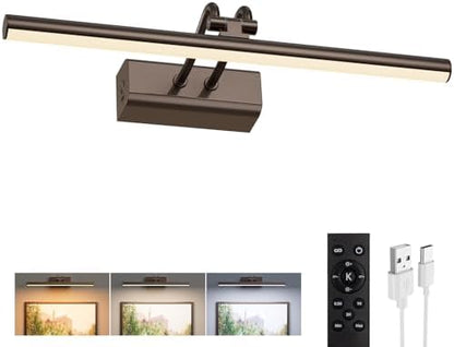 Picture Lights for Wall, 13.8in, Brown, 4000mAh, Rechargeable, RF Remote