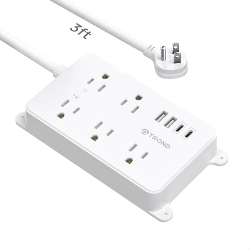 TROND Power Strip Surge Protector 3ft, Wall Mountable, ETL Listed