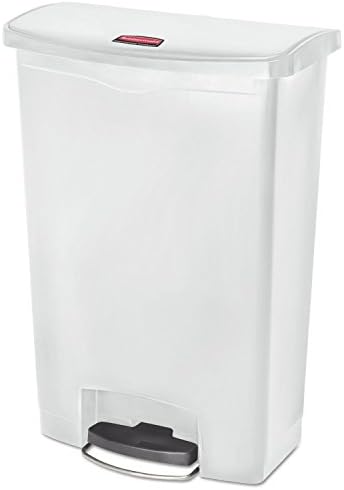 Rubbermaid Commercial Products Streamline Slim Step-On Plastic Trash Can, 24 Gallon, White, Hands-Free Garbage Can for Medical Waste in Hospitals/Lab/Emergency/Patient Rooms