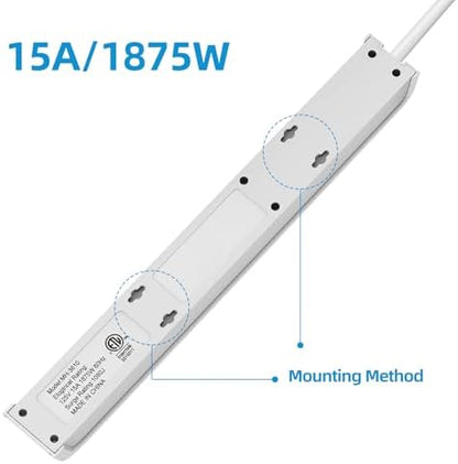 TiFFCOFiO Power Strip Surge Protector with 6 Outlets & 2 USB Ports, 14 AWG