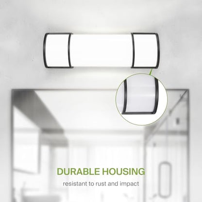ASD LED 18" Vanity Flush Mount Light Fixture, Linear Bathroom Lighting Bar | 3CCT, Dimmable, Energy Star, ETL Listed | 20W 1650LM 3000-5000K 120V | Long Tube Bath Wall Sconce Over Mirror | Black