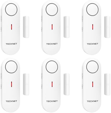 TECKNET Door Alarms for Kids Safety, Window Alarm Pool Alarms Door Alarm for Home Security, 2-in-1 Alarm & Chime, 3-Level Volume Control, Wireless Alarm for House Hotel Cars Sheds Caravans (6 Pack)