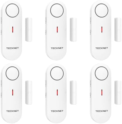 TECKNET Door Alarms for Kids Safety, Window Alarm Pool Alarms Door Alarm for Home Security, 2-in-1 Alarm & Chime, 3-Level Volume Control, Wireless Alarm for House Hotel Cars Sheds Caravans (6 Pack)
