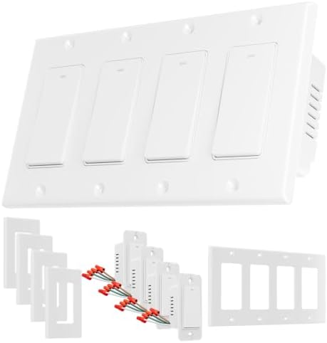 Smart Switch for Light 4 Gang, Neutral Wire Required, 2.4GHz Wi-Fi Switch Compatible with Alexa and Google Home, UL Certified