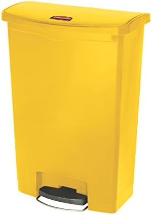 Rubbermaid Commercial Products Streamline Slim Step-On Plastic Trash Garbage Can, 24 Gallon, Yellow, Wastebasket for Home/Kitchen/Hospital/Healthcare Facility