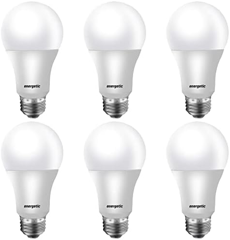 Energetic 60W Equivalent, A19 LED Light Bulb, 5000K Daylight, E26 Medium Base, Non-Dimmable LED Light Bulb 8W 760lm, ETL Listed, 6 Pack