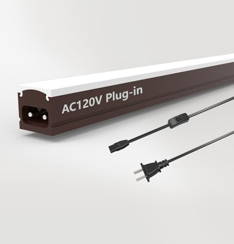 Leetdud Under Cabinet Lighting Plug in, 12 Inch 1 Pc, Linkable AC120V 3CCT 3000K/4000K/5000K Ultra Slim, LED Under Cabinet Lights for Counter Light, Kitchen, Shelf, Sink, Workshop, Desk, Bronze
