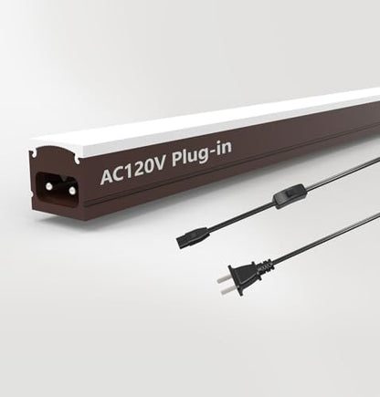 Leetdud Under Cabinet Lighting Plug in, 12 Inch 1 Pc, Linkable AC120V 3CCT 3000K/4000K/5000K Ultra Slim, LED Under Cabinet Lights for Counter Light, Kitchen, Shelf, Sink, Workshop, Desk, Bronze