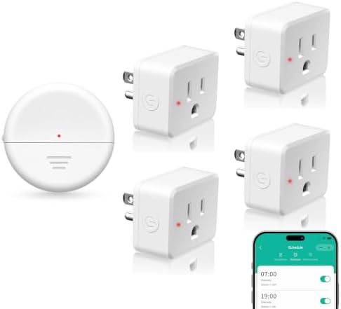NineLeaf Wireless Motion Sensor WiFi Slim Outlet 260FT Remote Smart Switch | Adjustable Sensing Mode, App Control, WIFI Auto Control Lights Fan Appliances, No Wiring,Garage,1Sensor 4Plugs