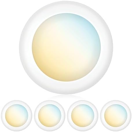 PARMIDA (4 Pack) 5/6 Inch Dimmable 3CCT LED Disk Lights, 15W Surface Mount Recessed Ceiling Disc Lighting, 3 Color Selectable 3000K/4000K/5000K, 1050lm, J-Box Or Recessed Can Installation, UL-Listed