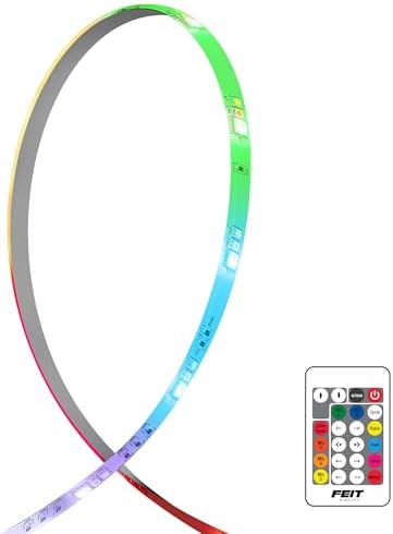 Feit Electric 10ft Chasing & Tunable White LED Tape Light, Dimmable, RGB Colors, Cut-to-Fit, Linkable up to 40ft, Slim 0.4in Width, Indoor/Outdoor Plug-In Light Strip, Remote Controlled, TAPE120/CHASE