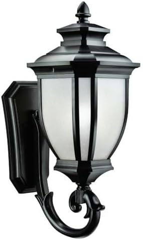 Kichler Salisbury 24.25" 1 Light Outdoor Wall Light with White Linen Glass in Black