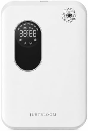 JUSTBLOOM Wall-Mounted Waterless Scent Diffuser, Smart Aroma Diffuser with LED Display, Touch Control, Timer Settings, Quiet Operation for Home, Office & Commercial Spaces, White