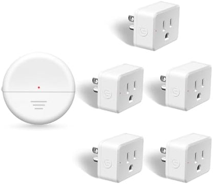 NineLeaf Motion Sensor Outlet, Wireless Motion Activated Plug with Timer & Light Sensor, 262 ft Range, 15A/1500W, Auto On/Off for Lights, Bathroom Fan, Garage, Hallway(1Sensor 5Plugs)
