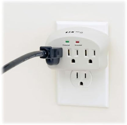 Eaton Tripp Lite SK3-0 Multi-Plug Wall Outlet Extender Surge Protector, 3 Outlets, 660 Joule Rating, Diagnostic LEDs, Portable Travel Wall Plug, Lifetime Manufacturer's Warranty & $5,000 Insurance