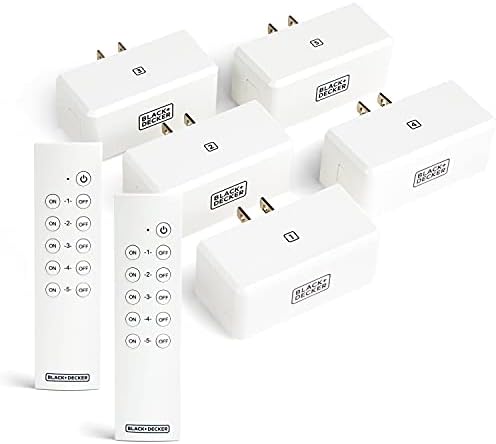 BLACK+DECKER Wireless Remote-Control Outlet, 5 Outlets, 2 Remotes