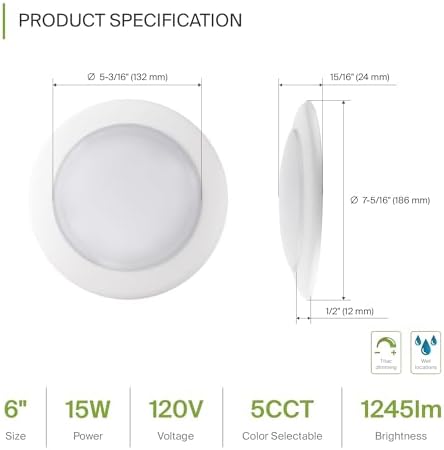 ASD 12 Pack LED Disk Lights 6 Inch, 5CCT Flush Mount Ceiling Light Fixture
