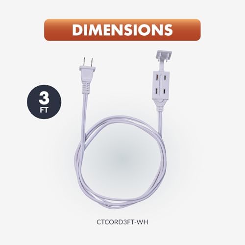 Newhouse Electric 3-Foot 2-Prong Indoor Outlet Extension Cord with Tamper Guard 2 Pack CTCORD3FT-WH, Slim Indoor Extension Cords and Cube Taps for Home and Apartments Essentials