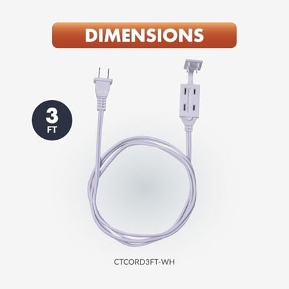Newhouse Electric 3-Foot 2-Prong Indoor Outlet Extension Cord with Tamper Guard 2 Pack CTCORD3FT-WH, Slim Indoor Extension Cords and Cube Taps for Home and Apartments Essentials