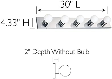 Design House 509653 5-Light Vanity Strip Light Contemporary Dimmable for Bathroom, Bedroom, Makeup Vanity, Polished Chrome