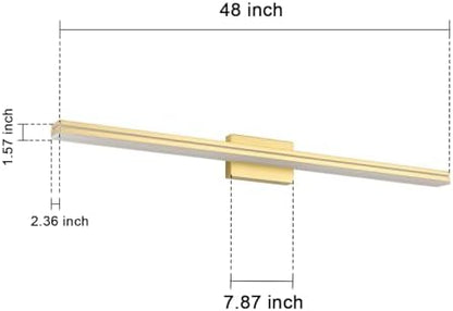 SineRise 48-Inch LED Modern Bathroom Vanity Light Bar, Gold Modern Acrylic Bathroom Wall Lighting Fixtures Over Mirror (Cool White 6000K)