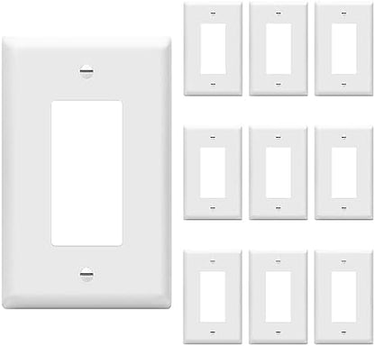 ENERLITES 1-Gang White Mid-Size Decorator Switch Outlet Wall Plate, 10 Pack